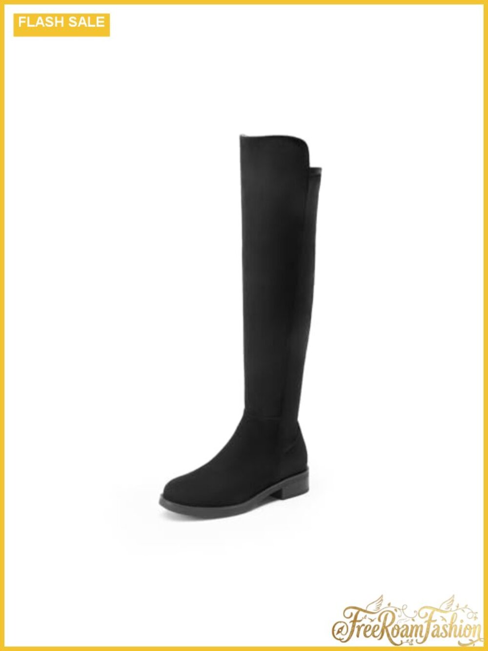 Women's Knee High Boots Faux Suede Chunky Block Heel Over The Knee